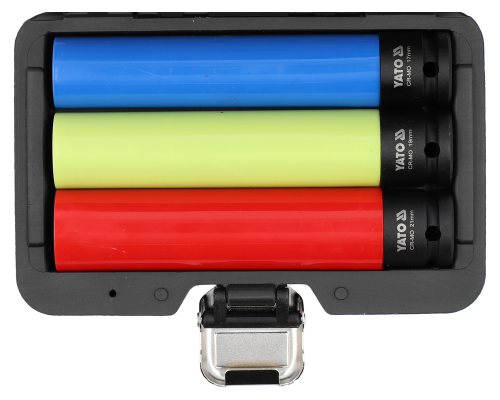 Комплект довгих головок для алюмінієвих дисків 1/2" 17 мм, 19 мм, 21 мм YATO YT-10565