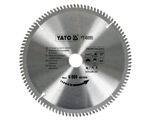 Пиляльний диск WIDIA для алюмінію 250х100Тх30 мм YATO YT-6095