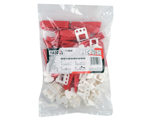 Набір для вирівнювання плитки Y1мм з 50 клинів і 50 затискачів YATO YT-36930