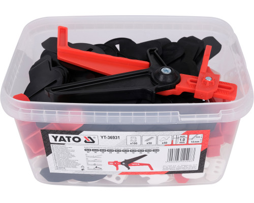 Набір для вирівнювання плитки Y1мм 100 шт+50 шт+50 шт+плоскогубці YATO YT-36931