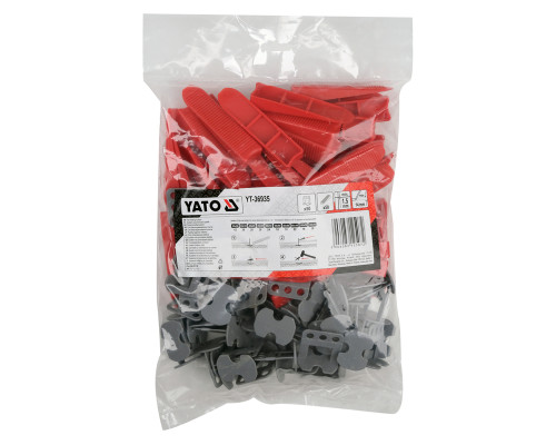 Набір для вирівнювання плитки Y1.5мм з 50 клинів і 50 затискачів YATO YT-36935