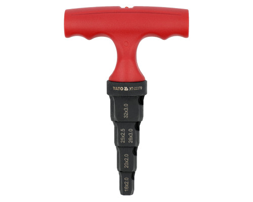Калібратор для м/пл труб із зачисткою задирок PEX 16-18-20-25-32 мм YATO YT-22379