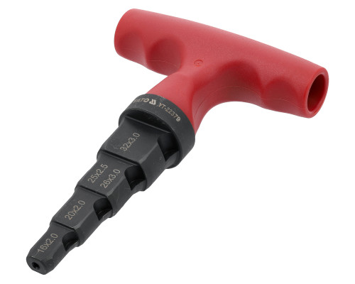 Калібратор для м/пл труб із зачисткою задирок PEX 16-18-20-25-32 мм YATO YT-22379