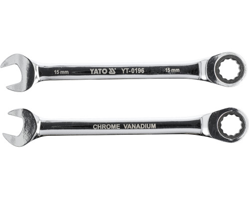Ключ комбинированный с трещеткой на 15 мм YATO YT-0196