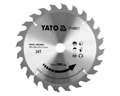 Пиляльний диск WIDIA для дерева 185х24Tх20мм для YT-82151; 79257 YATO YT-60621