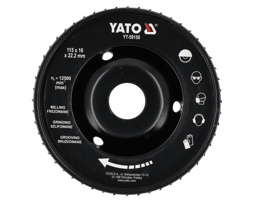 Диск-фреза шліфувальний опуклий 115 мм для КШМ YATO YT-59150