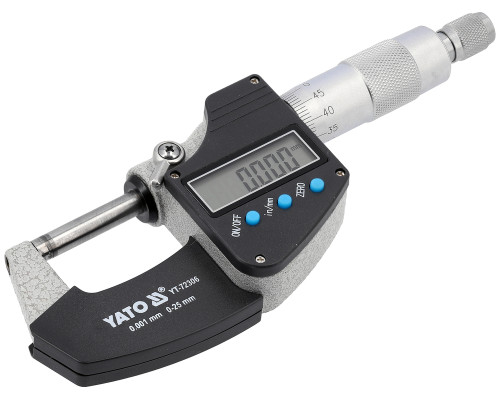 Цифровий зовнішній мікрометр 0-25 мм / 0.001 мм YATO YT-72306