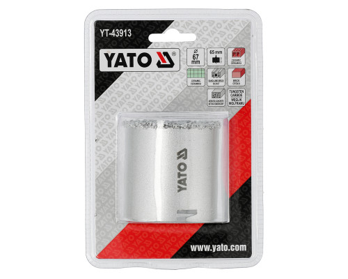 Вольфрамове корончасте свердло 67 мм YATO YT-43913
