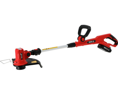 Тример для трави 18 В з акумулятором 2 А·год і зарядним пристроєм, безщітковий YATO YT-85019