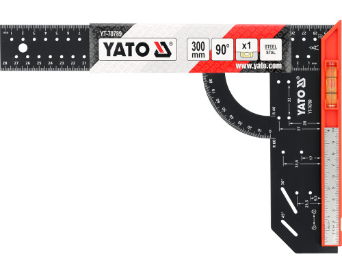 Косинець металевий із рівнем 300 мм YATO YT-70789