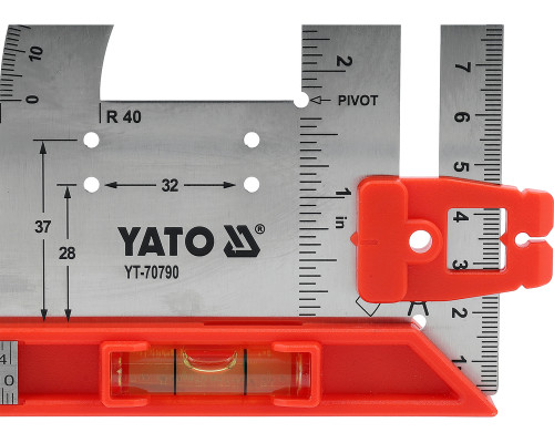 Уголок из нержавеющей стали с уровнем 300 мм YATO YT-70790