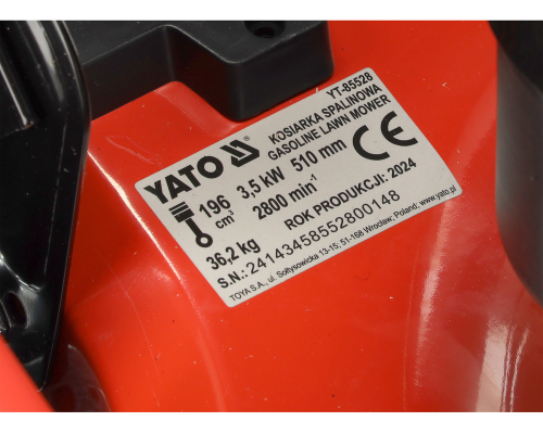 Бензинова газонокосарка 51 см з приводом 196 см³ YATO YT-85528