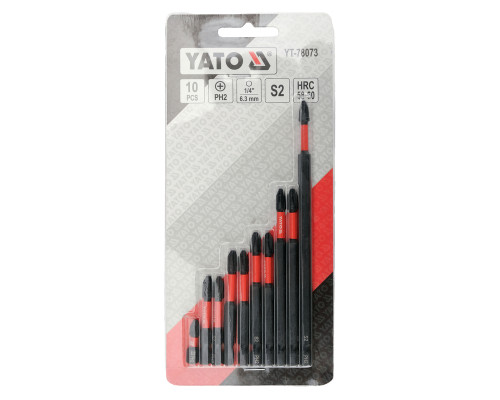 Набор ударных бит 1/4" PH2 10 шт. YATO YT-78073