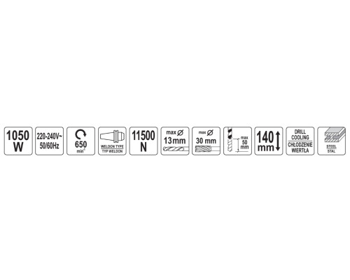 Магнитная дрель 1050 Вт YATO YT-820500