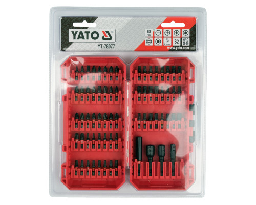 Набор бит для ударной отвертки, 68 предметов YATO YT-78077