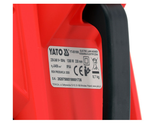Електрична газонокосарка 1300 Вт YATO YT-851990