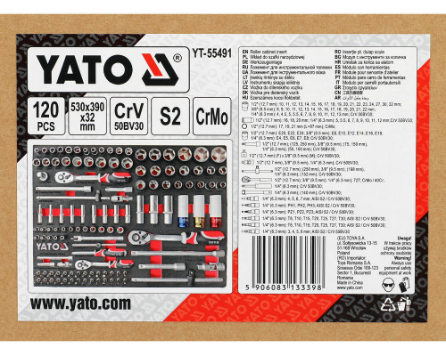 Вставка з ЕВА-матеріалу з інструментами 120 деталі YATO YT-55491