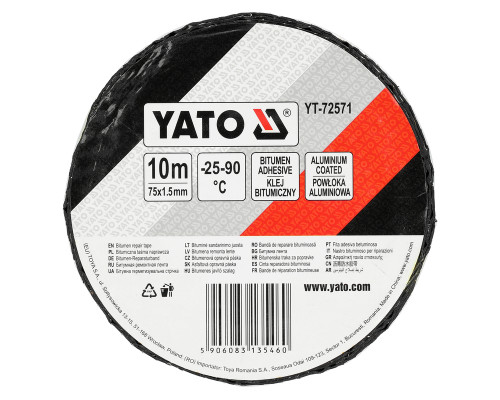 Битумная ремонтная лента 1.5 мм x 75 мм x 10 м YATO YT-72571