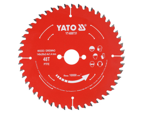 Диск пильный по дереву TCT PTFE 140x20x48T YATO YT-608731