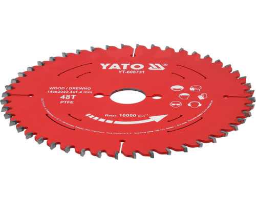 Диск пильный по дереву TCT PTFE 140x20x48T YATO YT-608731