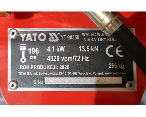 Вибрационный каток 266 кг двигатель LONCIN G200F YATO YT-90350
