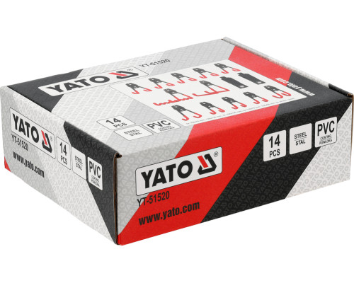 Комплект из 14 гаражных крючков с защитным ПВХ-покрытием YATO YT-51520