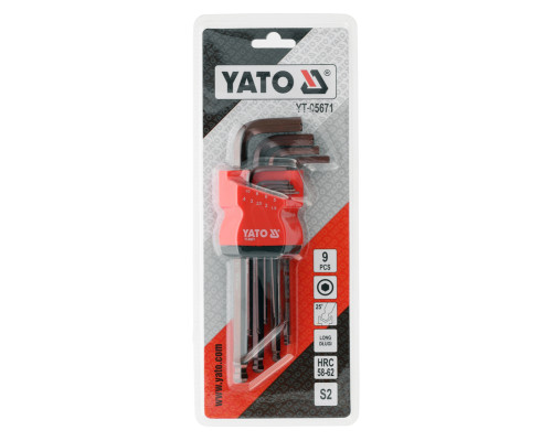 Набор шестигранных ключей шаровые 1.5-10 мм 9 шт. YATO YT-05671
