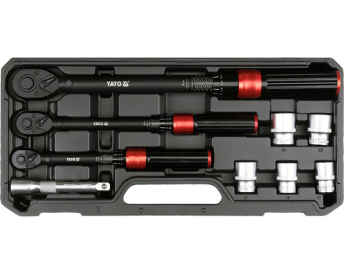 Динамометричний ключ 1/4", 3/8", 1/2", 2-220Нм, 9 елементів, YATO YT-07716