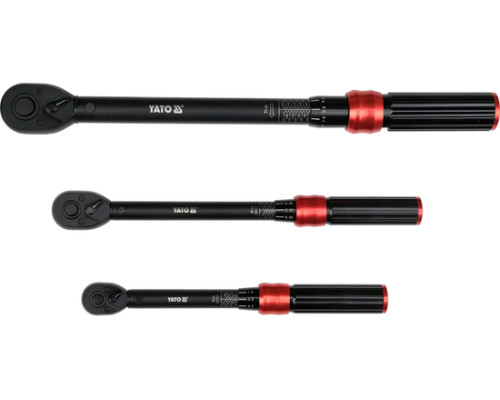 Динамометрический ключ 1/4", 3/8", 1/2", 2-220Нм, 9 элементов, YATO YT-07716