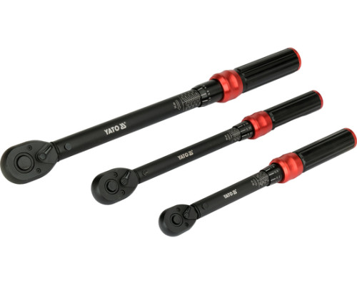 Динамометрический ключ 1/4", 3/8", 1/2", 2-220Нм, 9 элементов, YATO YT-07716