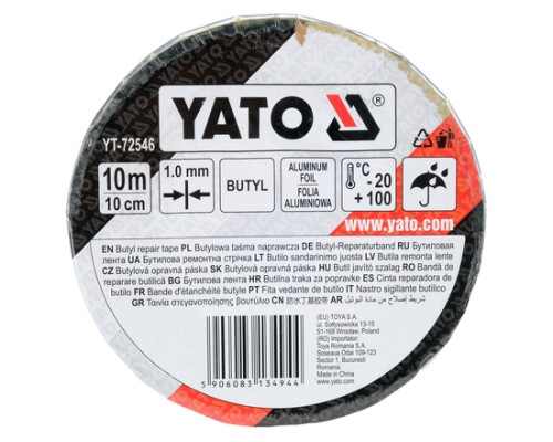 Бутиловая лента 100мм х 10м YATO YT-72546