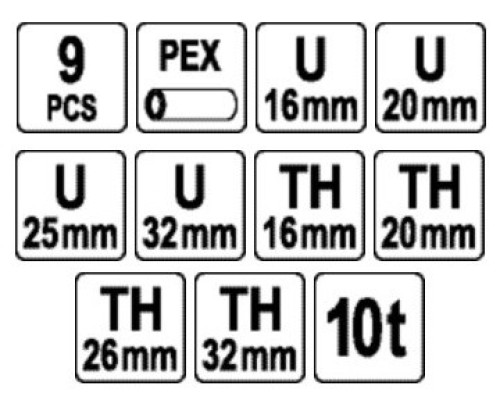 Гідравлічний затискач для труб PEX U/TH16-32 YATO YT-21758