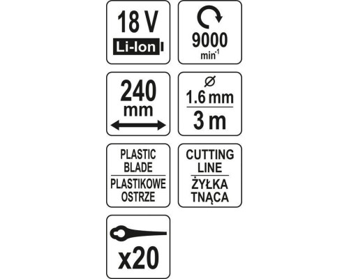 Тример для трави 2 в 1 YATO YT-85015 головка з ножами + головка з волосінню