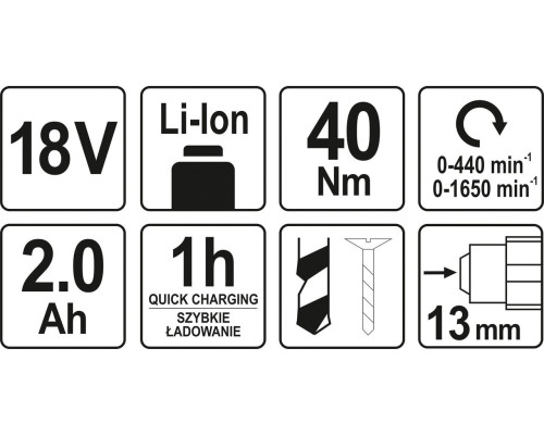 Акумуляторний двошвидкісний шуруповерт YATO YT-82780