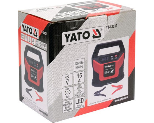 Електронний зарядний пристрій 12В/2А, 6А, 10А, 15А YATO YT-83037