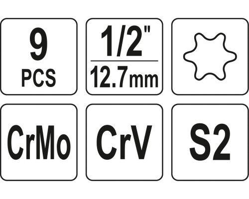 Набір ударних торцевих насадок TORX 1/2" YATO YT-10664
