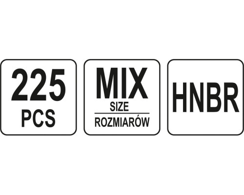 Комплект кілець ущільнювачів для автомобільних кондиціонерів 225 шт YATO YT-068791