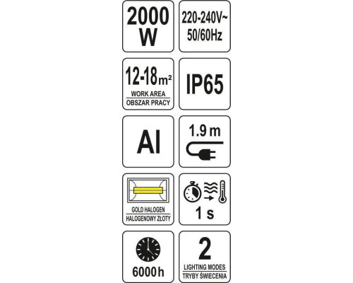 Інфрачервоний обігрівач з дистанційним управлінням YATO YT-99532