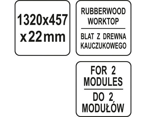 Стільниця дерев'яна на 2 модулі 1320x45x22 мм YATO YT-08938