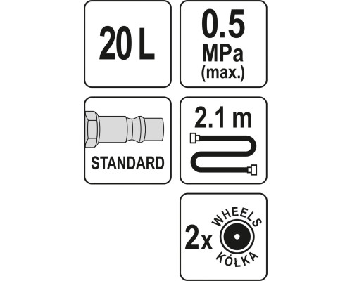 Пневматичний маслозаправщик 20 л YATO YT-07195