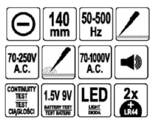 Тестер індикатор напруги YATO YT-28631