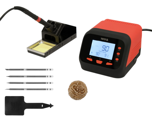 Паяльна станція для жал Т12 з РК-дисплеєм з функцією автосну, потужність 75Вт YATO YT-82462