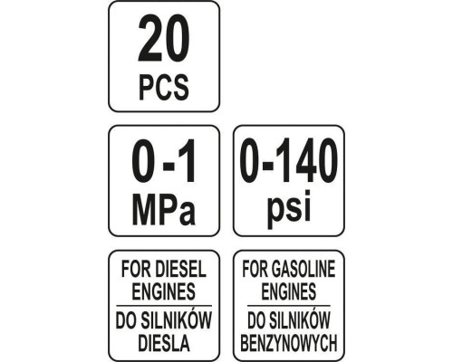 Датчик тиску уприскування палива 20 елементів YATO YT-73025