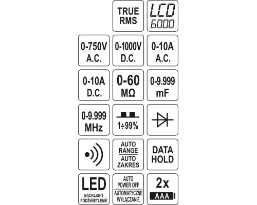 Цифровий мультиметр з РК-дисплеєм YATO YT-73096