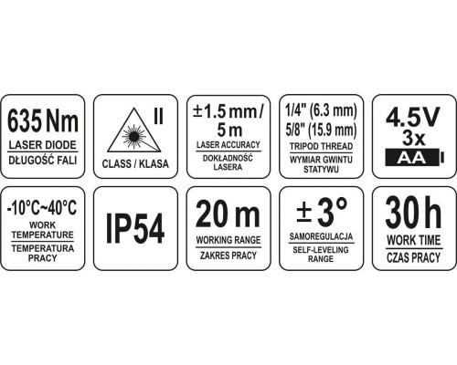 Нівелір лазерний лінійно-точковий самовирівнюючий YATO YT-30427