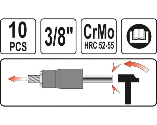 Екстрактори для вивертання зламаних гвинтів YATO YT-0603