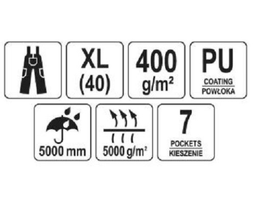 Утеплений водонепроникний напівкомбінезон YATO YT-80963 розмір XL