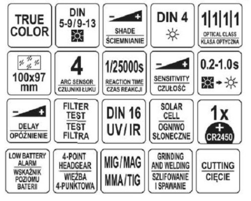 Зварювальна маска WIDEVIEW TRUE COLOR з авто затемненням YATO YT-73932