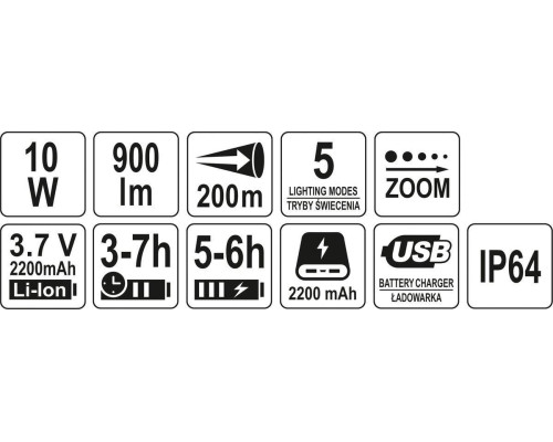 Світлодіодний ліхтарик 10 Вт YATO YT-08559