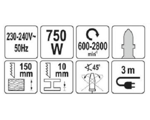 Лобзик 750Вт для дерева та металу YATO YT-82267